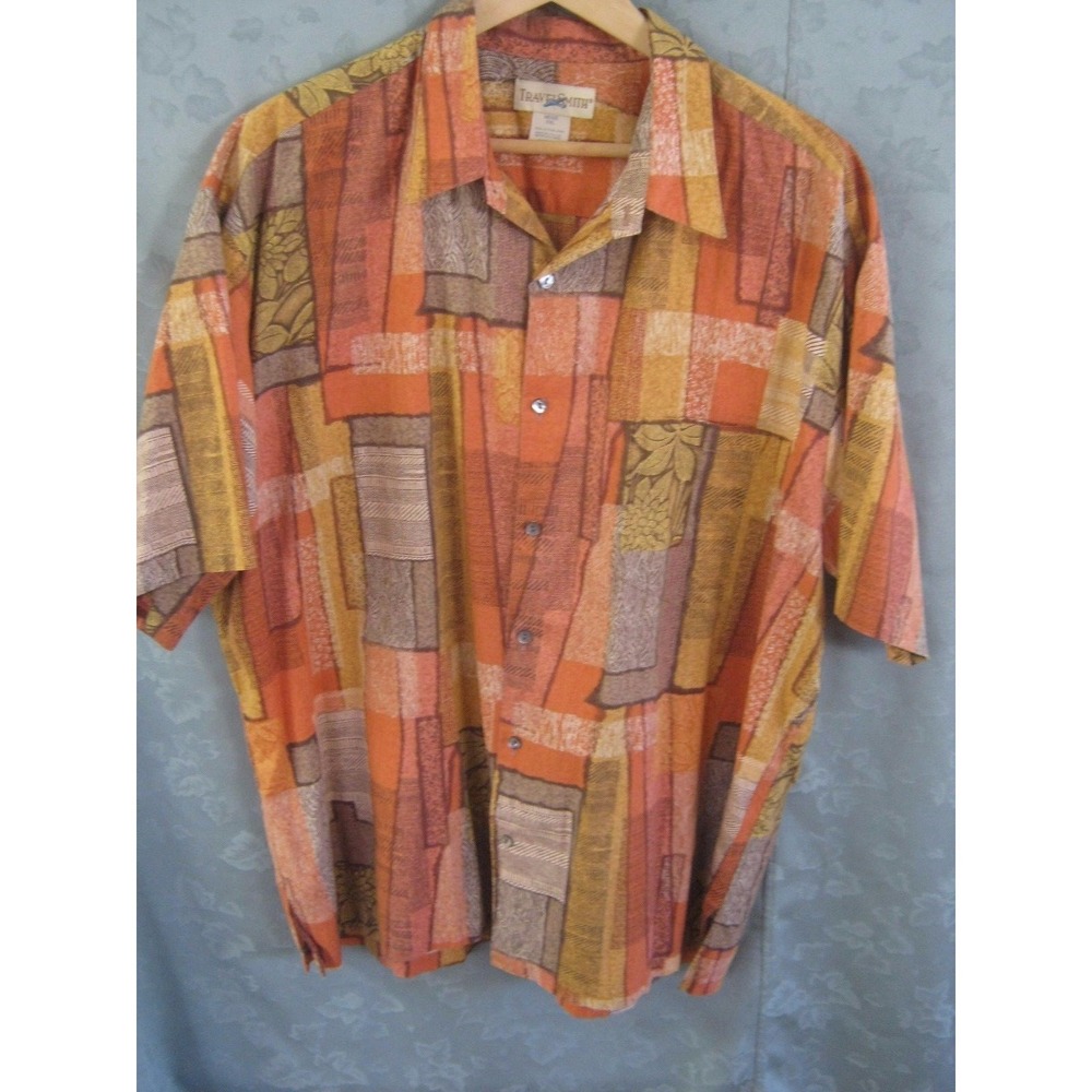 Travel Smith Cotton Lawn Shirt Size XXL Patchwork Print TravelSmith
